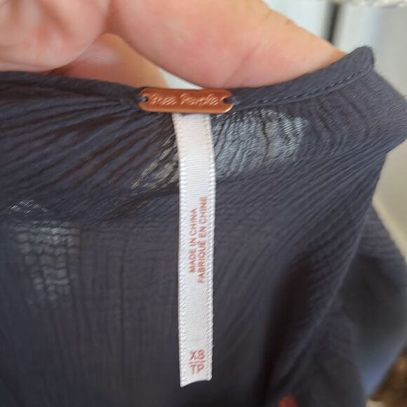 Free People Blue & Orange Embroidered Dress Boho Contemporary Feminine Casual - Picture 15 of 16